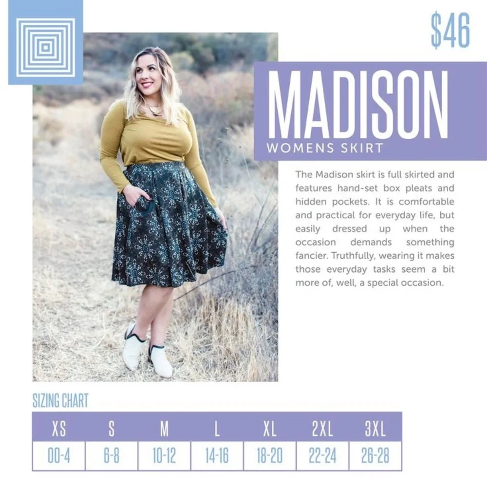 Bright Floral Lularoe Madison Skirt - Picture 8 of 8